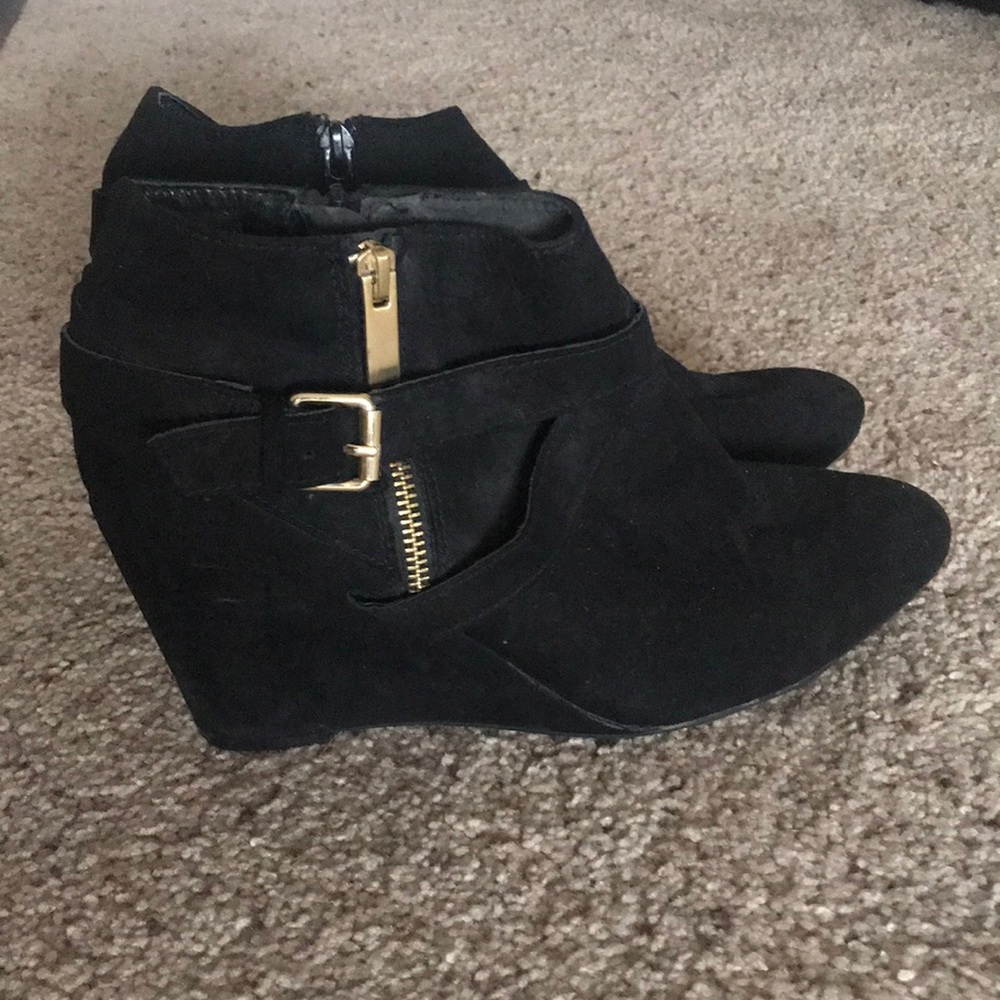 Black suede booties
